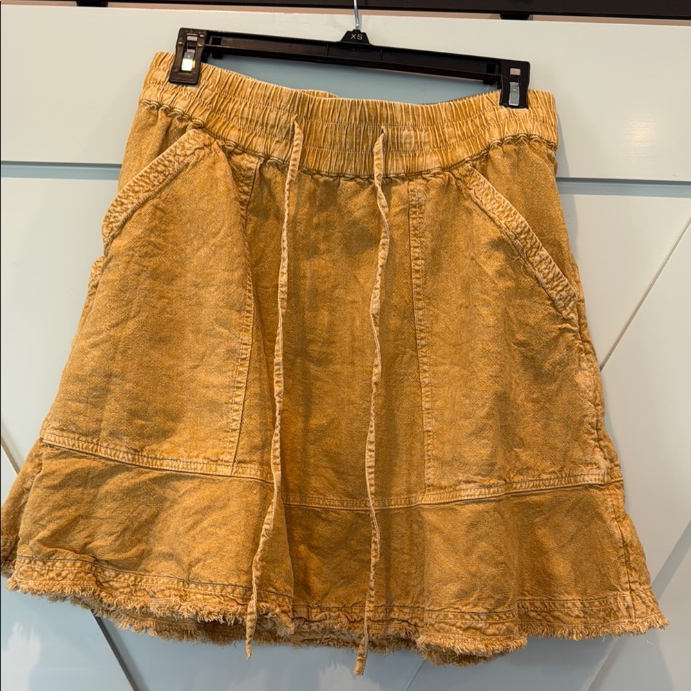 Pilcro Gold A-Line Cargo Skirt Knee-Length Casual
